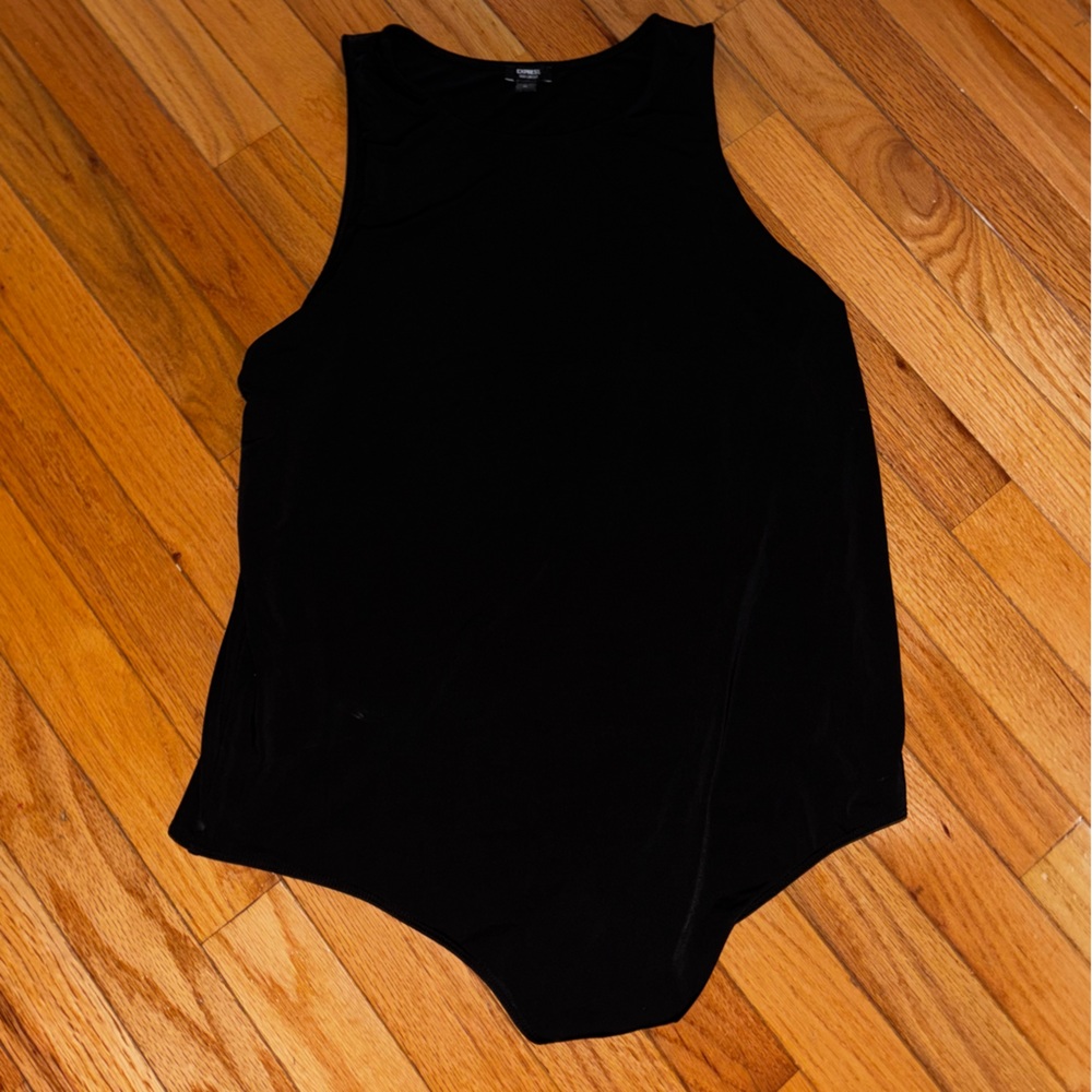 Express Black Sleeveless Body Contour Thong Bodysuit